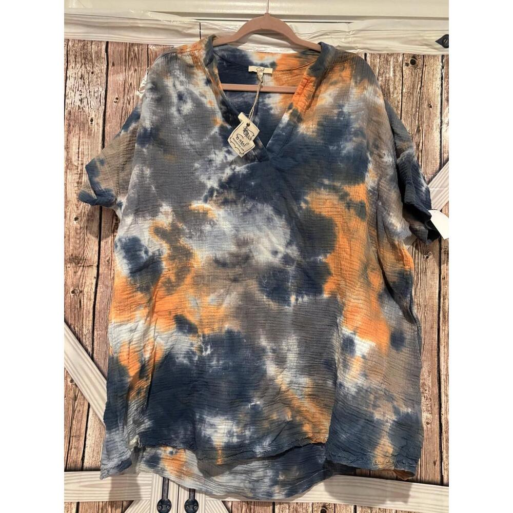 Womens Easel tie dye short sleeve tunic shirt sz L NWTags #309